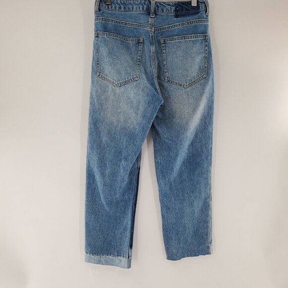 H&M Conscious Cropped Straight Jeans Womens Size 6 Blue Button Front - Picture 6 of 6